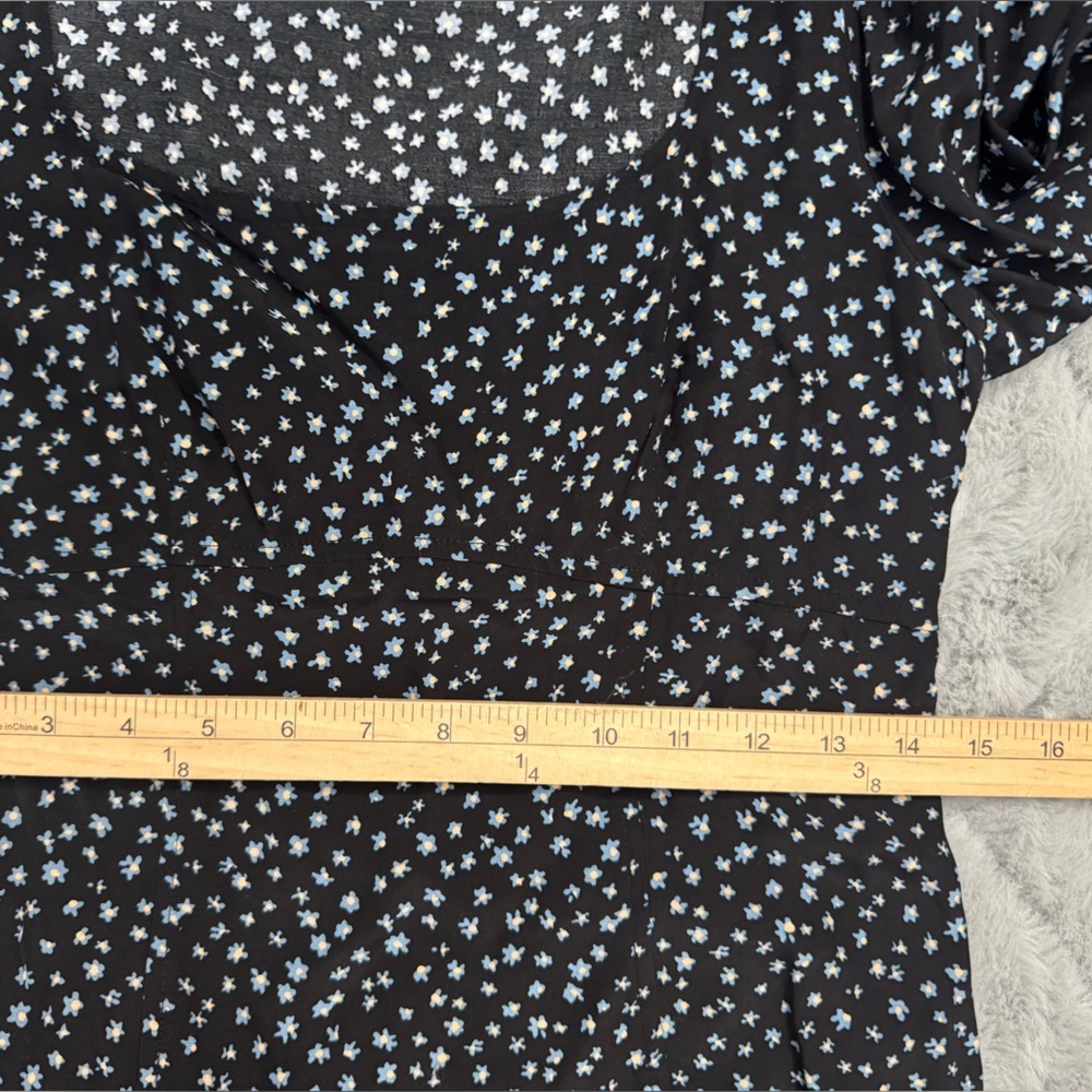 Madewell Seamed Long Sleeve Mini Dress Size 4 In Ditsy Floral Blue NWT - Picture 11 of 15